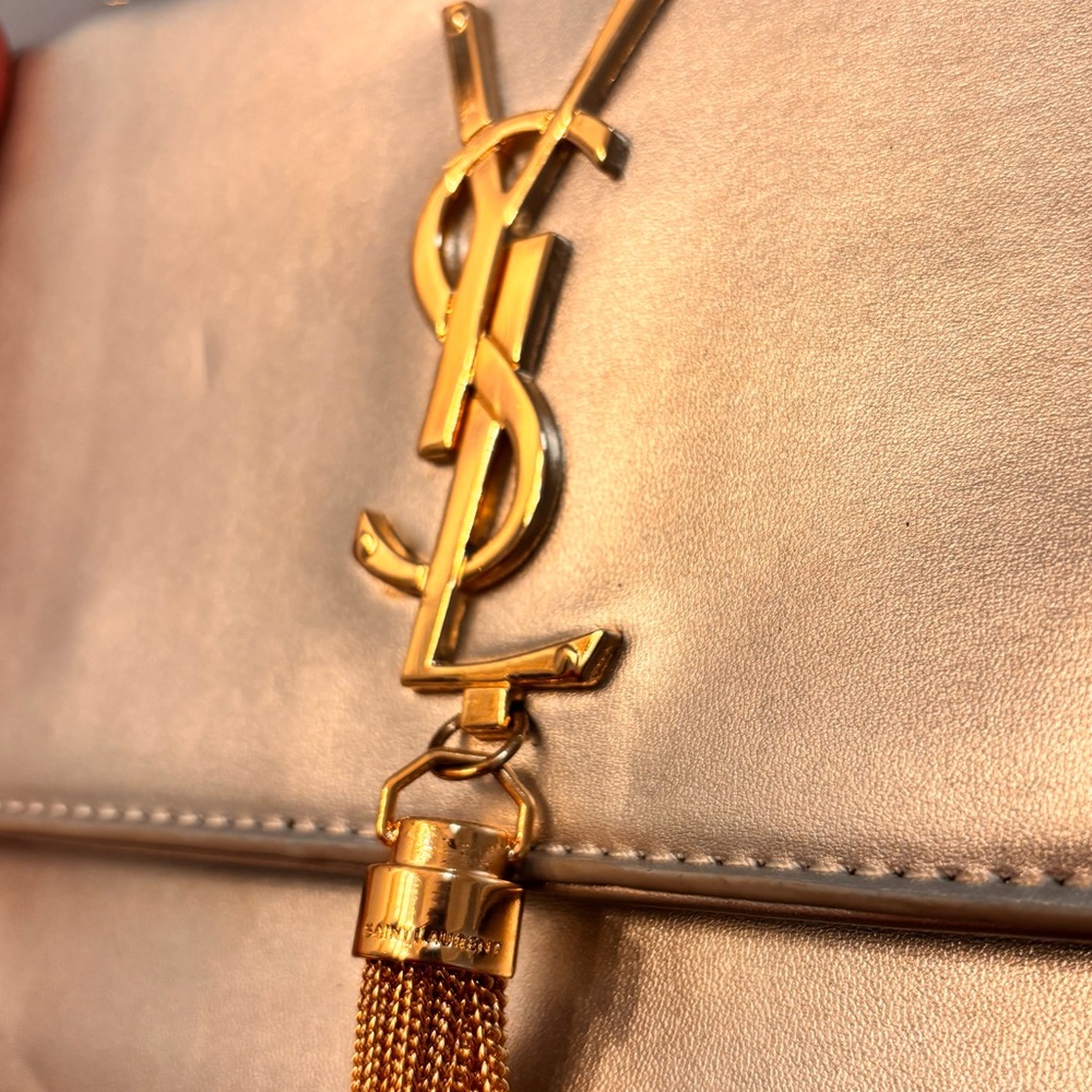 'YVES SAINT LAURENT' Silver Monogram Medium Kate Flap Bag - Picture 7 of 13